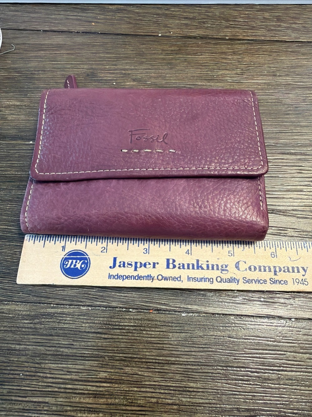 Vintage Fossil Wallet Plum Purple Pebble Leather - Excellent Condition - Picture 10 of 11